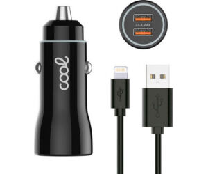 Cargador Cool Coche Dual Lightning 20w Black Cable