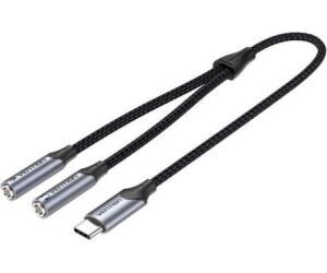 CONVERSOR USB-C/M A 2x JACK 3.5/H 0.3 GRIS VENTION