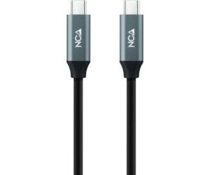 Cable USB 3.2 Nanocable 10.01.4300/ USB Tipo-C Macho - USB Tipo-C Macho/ Hasta 100W/ 20Gbps/ 50cm/ Gris y Negro