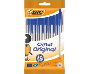 Bolígrafos de Tinta de Aceite Bic Cristal Original 516352/ 10 unidades/ Azules