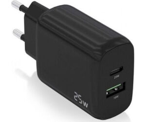 Aisens Cargador USB-C PD3.0 USB-A QC3.0 25W Negro