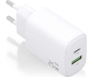 Cargador de Pared GaN Aisens A110-0911/ 1xUSB Tipo-C/ 1xUSB/ 25W/ Blanco