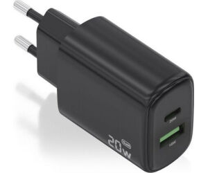 Cargador de Pared GaN Aisens A110-0910/ 1xUSB Tipo-C/ 1xUSB/ 20W/ Negro