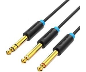 Cable Estéreo Vention BATBH/ Jack 6.35 Macho - 2x Jack 6.35 Macho/ 2m/ Negro