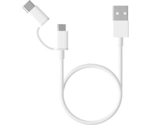 Cable Xiaomi Mi 2-in-1 Micro Usb-c  Blanco 30cm