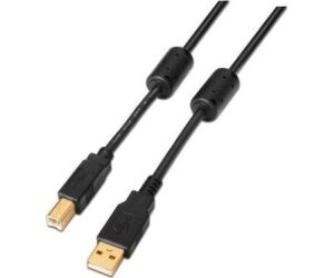 Cable USB 2.0 Impresora Aisens A101-0011/ USB Tipo-B Macho - USB Macho/ Hasta 2.5W/ 60Mbps/ 5m/ Negro