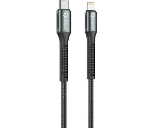 Cable qcharx prague tipo c a lightning 3a 20w - 1 m - aleación de aluminio negro cable trenzado suave