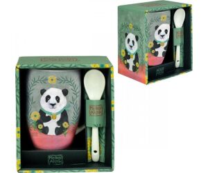 Taza de cerámica con cuchara enesco panda