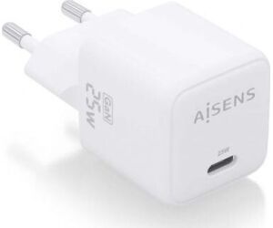 Cargador de Pared GaN Aisens ASCH-25W1P012-W/ 1xUSB Tipo-C/ 25W