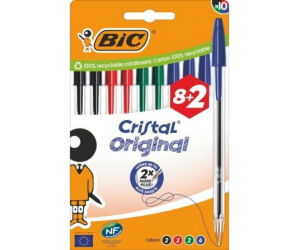 Bolígrafos de Tinta de Aceite Bic Cristal Original 516355/ 10 unidades/ Colores Surtidos