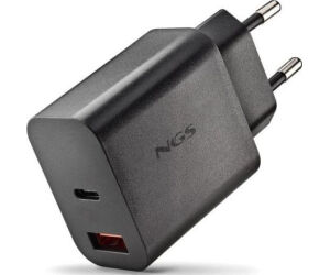 CARGADOR PARED GaN USB-C + USB-A 20W NEGRO NGS