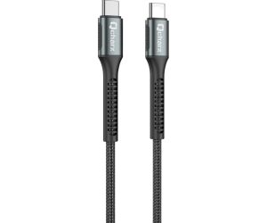 Cable qcharx prague tipo c a tipo c 3a 60w - 1 m - aleación de aluminio negro cordón de tela suave