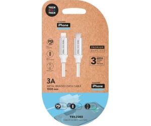 Cable USB Tipo-C Lightning Tech One Tech TEC2203/ Lightning Macho - USB Tipo-C Macho/ Hasta 20W/ 480Mbps/ 1m/ Blanco
