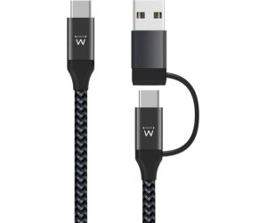 Cable usb ewent usb tipo c a usb tipo c - tipo a macho - macho 1m
