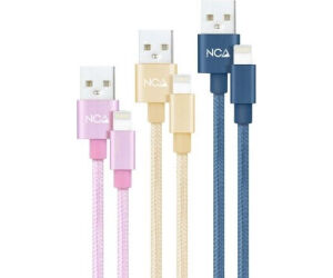 Cables USB 2.0 Lightning Nanocable 10.10.0401-CO2/ USB Macho - Lightning Macho/ 1m/ 3 Unidades/ Rosa, Dorado, Azul Pacífico