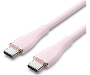 Cable USB 2.0 Tipo-C Vention TAWPF/ USB Tipo-C Macho - USB Tipo-C Macho/ Hasta 100W/ 480Mbps/ 1m/ Rosa
