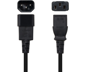 Cable Alargador de Alimentación Nanocable 10.22.0203/ IEC C13 Hembra - IEC C14 Macho/ 3m/ Negro