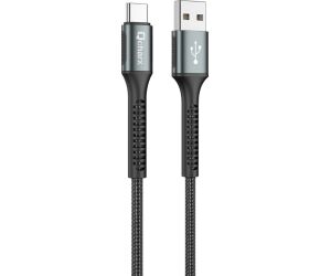 Cable qcharx prague usb a tipo c 3a - 1 m - aleación de aluminio negro cordón de tela suave