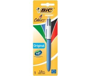 Caja de Bolígrafos de Tinta de Aceite Retráctil Bic 4 Colours Original 802077/ 1 unidad/ 4 Colores de Tinta/ Cuerpo Color Azul