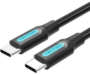 Cable USB 2.0 Tipo-C Vention COSBI/ USB Tipo-C Macho - USB Tipo-C Macho/ Hasta 60W/ 480Mbps/ 3m/ Negro