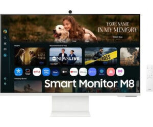 Smart Monitor Samsung M8 M80F S32FM801UU 32"/ 4K/ Multimedia/ Regulable en altura/ Smart TV/ Webcam/ Blanco