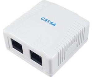 Roseta de superficie equip cat 6a 2 puertos hembras rj45
