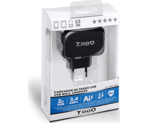 Cargador de Pared TooQ TQWC-1S02/ 2xUSB/ 17W