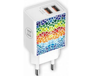 Cargador de Pared Tech One Tech Gaudi/ 2xUSB/ 12W/ Blanco
