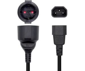 Adaptador Alimentación Aisens A132-0467/ C14 Macho - CEE7 Hembra/ 25cm/ Negro