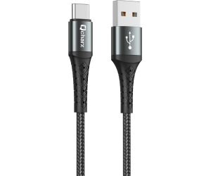 Cable qcharx lyon usb a tipo c 3a - 1 m - aleación de aluminio negro cordon metálico