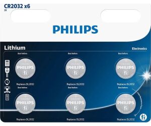 Pack de 6 Pilas de Botón Philips CR2032/ 3V