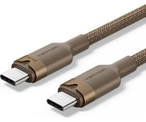 Cable USB 2.0 Tipo-C 5A Vention TRIJF/ USB Tipo-C Macho - USB Tipo-C Macho/ Hasta 240W/ 480Mbps/ 1m/ Dorado