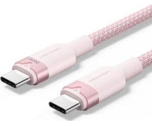 Cable USB 2.0 Tipo-C 5A Vention TRIPF/ USB Tipo-C Macho - USB Tipo-C Macho/ Hasta 240W/ 480Mbps/ 1m/ Rosa