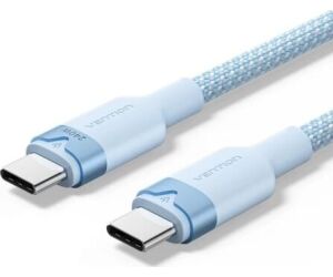 Cable USB 2.0 Tipo-C 5A Vention TRISF/ USB Tipo-C Macho - USB Tipo-C Macho/ Hasta 240W/ 480Mbps/ 1m/ Azul
