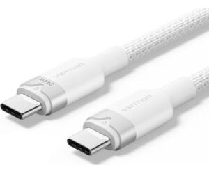 Cable USB Tipo-C 2.0 5A Vention TRIWF/ USB Tipo-C Macho - USB Tipo-C Macho/ Hasta 240W/ 480Mbps/ 1m/ Blanco
