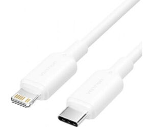 Cable USB 2.0 Tipo-C Lightning Vention LAKWH/ USB Tipo-C Macho - Lightning Macho/ Hasta 27W/ 480Mbps/ 2m/ Blanco