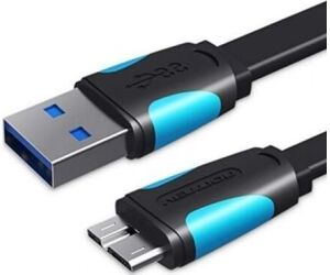Cable USB 3.0 Vention VAS-A12-B100/ MicroUSB Macho - USB Macho/ Hasta 10W/ 5Gbps/ 1m/ Azul y Negro