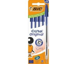 Bolígrafo de Tinta de Aceite Bic Cristal Original 516344/ 5 unidades/ Azul