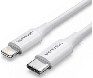 Cable USB 2.0 Tipo-C Lightning Vention LAJWF/ USB Tipo-C Macho - Lightning Macho/ Hasta 27W/ 480Mbps/ 1m/ Blanco
