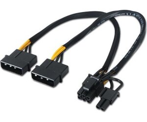 Cable Alimentación Tarjeta Gráfica Aisens A131-0165/ 2x Molex Macho - Molex 6+2 PIN Macho/ Hasta 54W/ 20cm