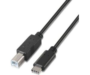Cable USB 2.0 Impresora Aisens A107-0053/ USB Tipo-C Macho - USB Tipo-B Macho/ 480Mbps/ 1m/ Negro