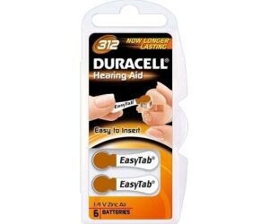 Pack 6 Pilas para Audífono Duracell DA312/ 1.6V