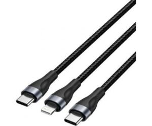 Cable USB Tipo-C Vention H17BAV/ USB Tipo-C Macho - Lightning Macho/ USB Tipo-C Macho/ 60W/ 480Mbps/ 1.2m/ Negro