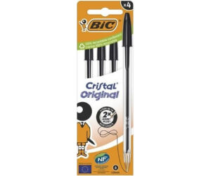 Bolígrafos de Tinta de Aceite Bic Cristal Original 516335/ 4 unidades/ Negros