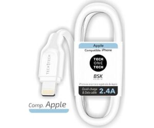 Cable USB 2.0 Lightning Tech One Tech TEC2902/ Lightning Macho - USB Macho/ 1m/ Blanco