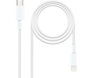 Cable USB 2.0 Tipo-C Lightning Nanocable 10.10.0601/ USB Tipo-C Macho - Lightning Macho/ 1m/ Blanco