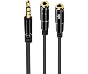Ewent EC1641 cable de audio 0,3 m 3,5mm 2 x 3.5mm Negro
