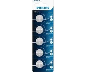 Pack de 5 Pilas de Botón Philips CR2025P5/01B Lithium/ 3V
