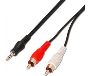 Cable Estéreo Aisens A128-0147/ Jack 3.5 Macho - 2x RCA Macho/ Hasta 0.1W/ 1.5m/ Negro