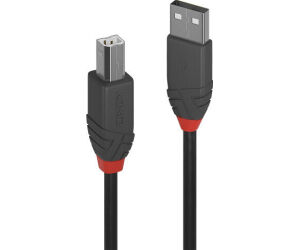Lindy 36671 cable USB USB 2.0 0,5 m USB A USB B Negro, Gris